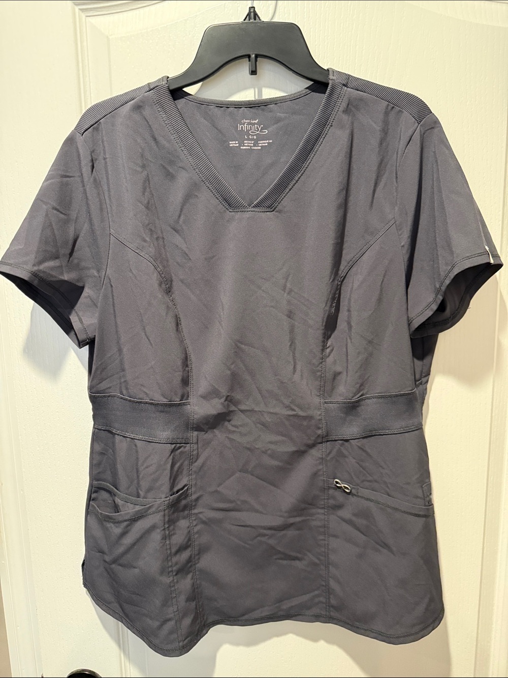 Cherokee Infinity Charcoal V-Neck Scrub Top